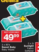 Sweet Baby Wipes - 3 x 80's