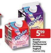 Bonnita YogoFun Low Fat Flavoured Drinking Yoghurt-350gm Each