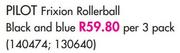 Pilot Frixion Rollerball Black And Blue-Per 3 Pack
