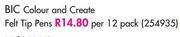 BIC Colour And Create Felt Tip Pens-Per 12 Pack