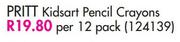 Pritt Kidsart Pencil Crayons-Per 12 Pack