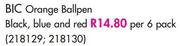 BIC Orange Ballpen Black, Blue And Red-Per 6 Pack