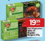 Frys Vegetarian Spicy or Regular Burgers-320gm Each