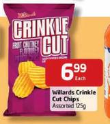 Willards Crinkle Cut Chips -125g Each