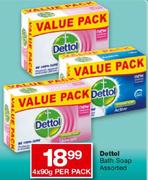 Dettol Bath Soap-4x90gm Per Pack