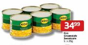Koo Creamstyle Sweetcorn-6X215g