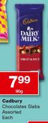 Cadbury Chocolates Slabs Assorted-90g Each