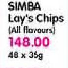 Simba Lays Chips(All Flavours)-48x36Gm