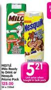 Nestle Milo Ready To Drink or Nesquik Prisma Pack-250ml Each