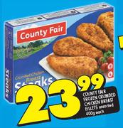 County Fair Frozen Crumbed Chicken Breast Fillets-400gm Each