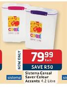 Sistema Cereal Saver Colour Accents-4.2 Litre Each
