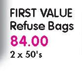First Value Refuse Bags-2x50's pack