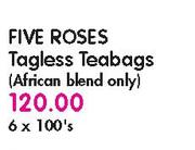 Five Roses Tagless Teabags(African Blend Only)-6x100's Pack