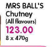 Mrs Ball's Chutney(All Flavours)-8x470gm Each