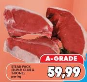 Steak Pack(Rump, Club & T-Bone)-Per Kg