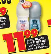 Shield Roll-On Anti-Perspirant For Ladies/Men-50ml Each
