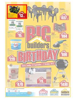Builders Warehouse : Big Builders Birthday (23 Sep - 7 Oct) - JHB Central Only, page 1