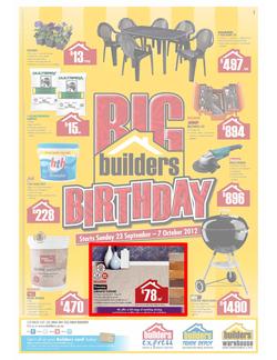 Builders Warehouse : Big Builders Birthday (23 Sep - 7 Oct) - JHB Central Only, page 1