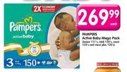 Pampers Active Baby Mega Pack Maxi-132's & Maxi Plus-120's-Each
