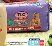 TLC Baby Wipes Refill Fragranted Or Fragrance Free-80's Each