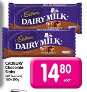 Cadbury Chocolate Slabs-180/200g Each
