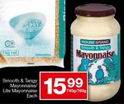 Housebrand Smooth & Tangy Mayonnaise/Lite Mayonnaise-740g/760g Each
