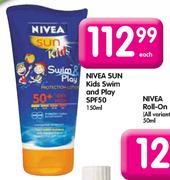 Nivea Sun Kids Swim & Play SPF50-150ml Each