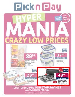 Pick n Pay Hyper : Hyper Mania, Carzy Low Prices (15 Oct - 21 Oct), page 1