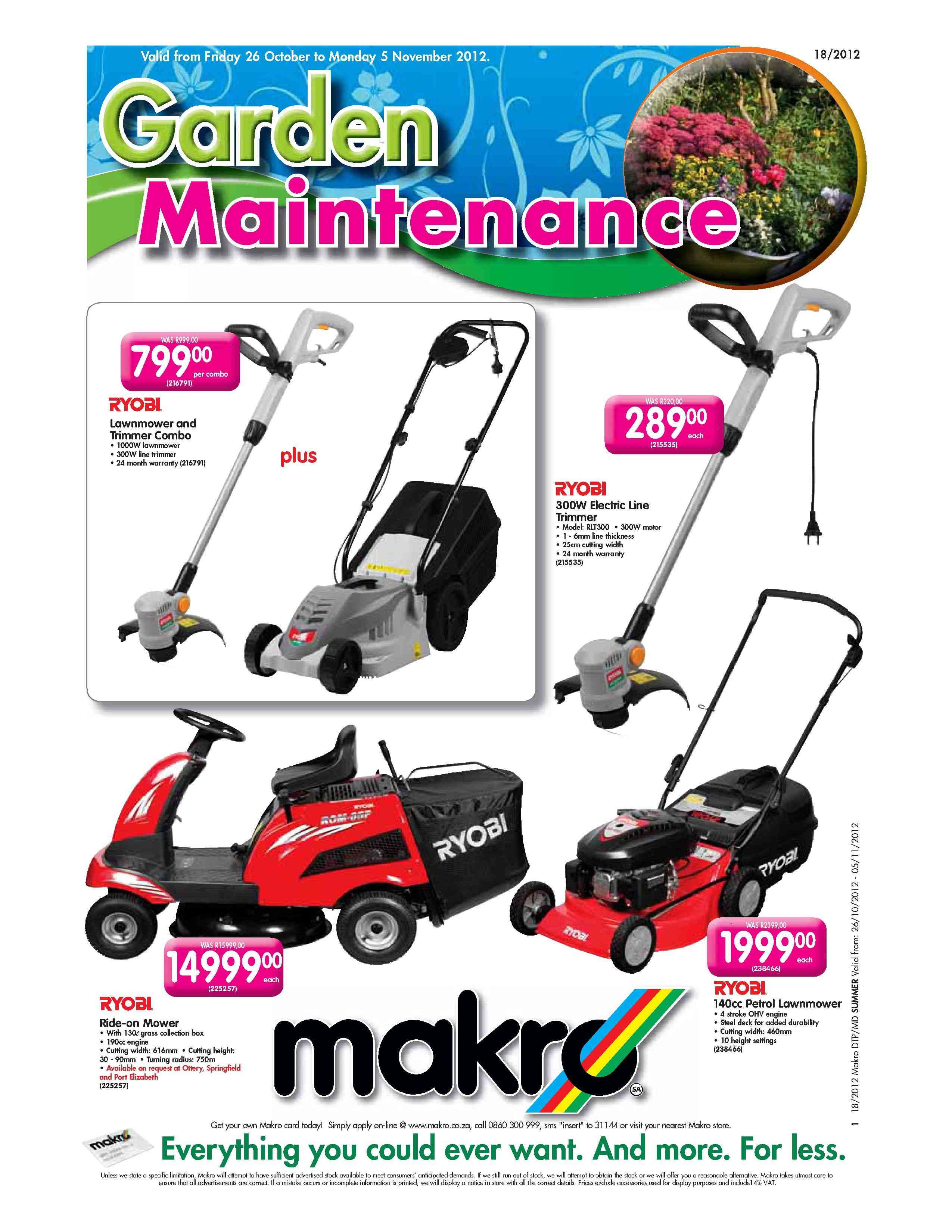 Special Ryobi Lawnmower And Trimmer Combo Per Combo Www guzzle co za