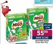 Nestle Milo Cereal-2x500g/Duo-2x480g