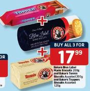 Bakers Blue Label Marie Biscuits 200Gm,Bakers Tennis Biscuits 200Gm,Bakers Toppers Biscuits-3x125Gm