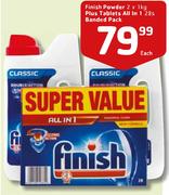 Finish Powder 2x1Kg+ Tablets All In 1 28's Banded Pack-Each
