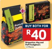 Briquettes 4Kg And PnP 12 Piece Firelighters