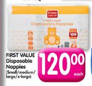 First Value Disposable Nappies(Small/Medium/Large/X-Large) Each