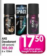 Axe Deodorant(All Variants)-150ml Each
