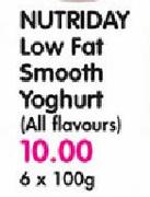 Nutriday Low Fat Smooth Yoghurt(All Flavours)-6 x 100gm