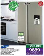 Samsung Metallic Side By Side Water On Tap Fridge Freezer-501Ltr(RSA1WTMG)