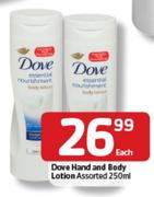 Dove Hand & Body Lotion Assorted-250ml Each