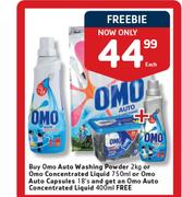 Omo Auto Washing Powder-2Kg Or Omo Concentrated Liquid-750ml Or Omo Auto Capsules 18's 