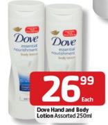 Dove Hand And Body Lotion Assorted-250ml-Each