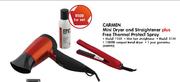 Carmen Mini Dryer And Straghtener Plus Free Thermal Protect Spray