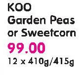 Koo Garden Peas Or Sweetcorn-12X410g/415g