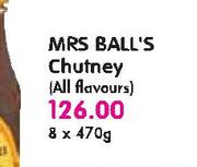 Mrs Ball's Chutney(All Flovours)-8x470g Each