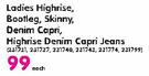 Legend Ladies Highrise, Bootleg, Skinny, Denim Capri, Highrise Denim Capri Jeans-Each