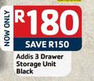 Addis 3 Drawer Storage Unit Black