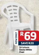 SA Leisure Siesta White Chair