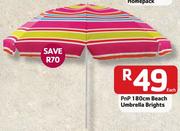 PnP 180Cm Beach Umbrella Brights