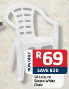 SA Leisure Siesta White Chair