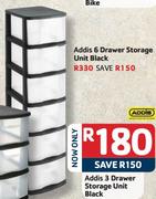 Addis 6 Drawer Storage Unit Black