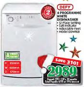 Defy 4 Programme White Dishwasher(DDW169)